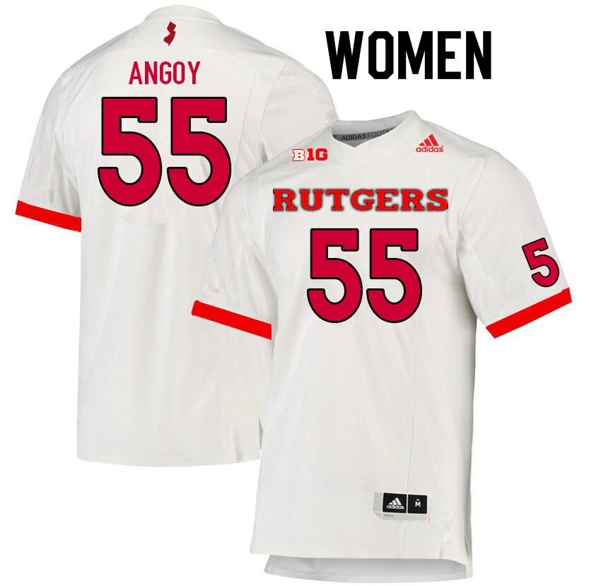 Women #55 Zaire Angoy Rutgers Scarlet Knights College Football Jerseys Sale-White